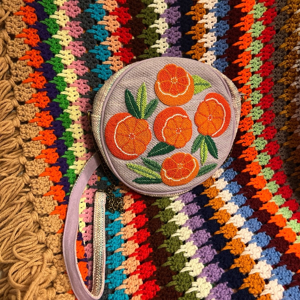 Sequin bag with oranges